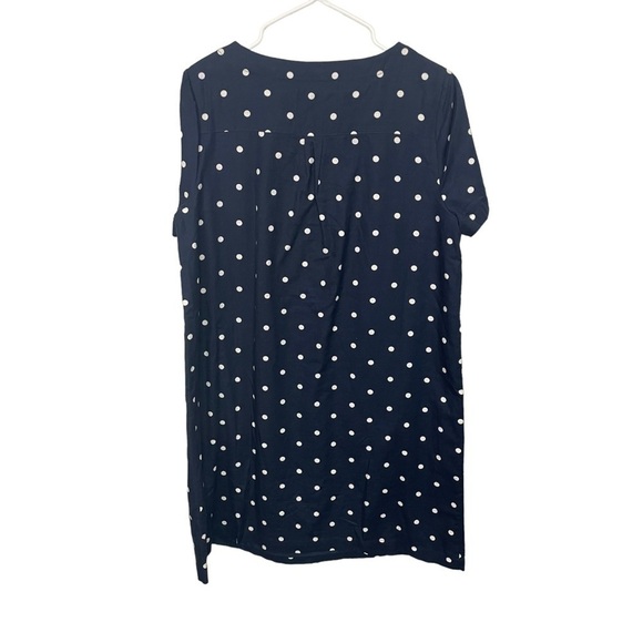 Joules Navy Short Sleeved Polka Dot FiFi Print Linen Blend Shift Dress, NWT, 12 - Picture 2 of 8